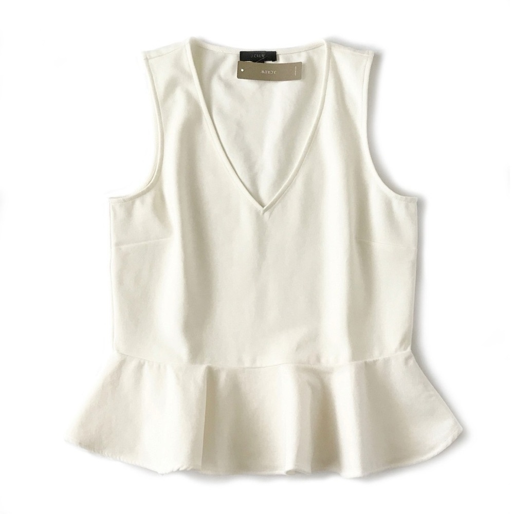 J.Crew - Women's S - Ivory Mixed Media Scuba/Velvet Peplum...